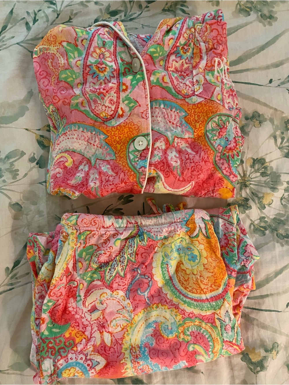Ralph Lauren NEW Vibrant Pink Paisley Cropped Pajama Set